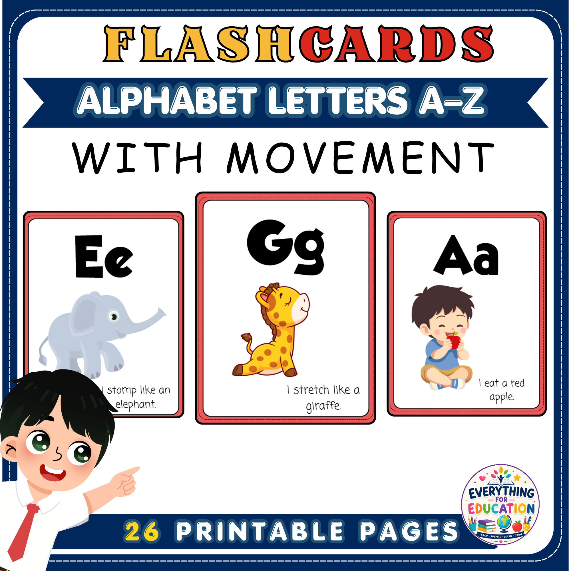 Alphabet movement flash cards resource cover